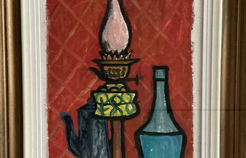 Still Life; Lamp, bottle, coffee
